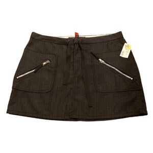 VTG Mini Skirt Size 9/10 Pinstripe Flap Zip Pocket Goth Emo Grunge